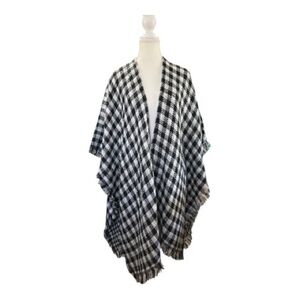 Andrée by Unit Kimono-Style Open Front Poncho Cardigan – One Size